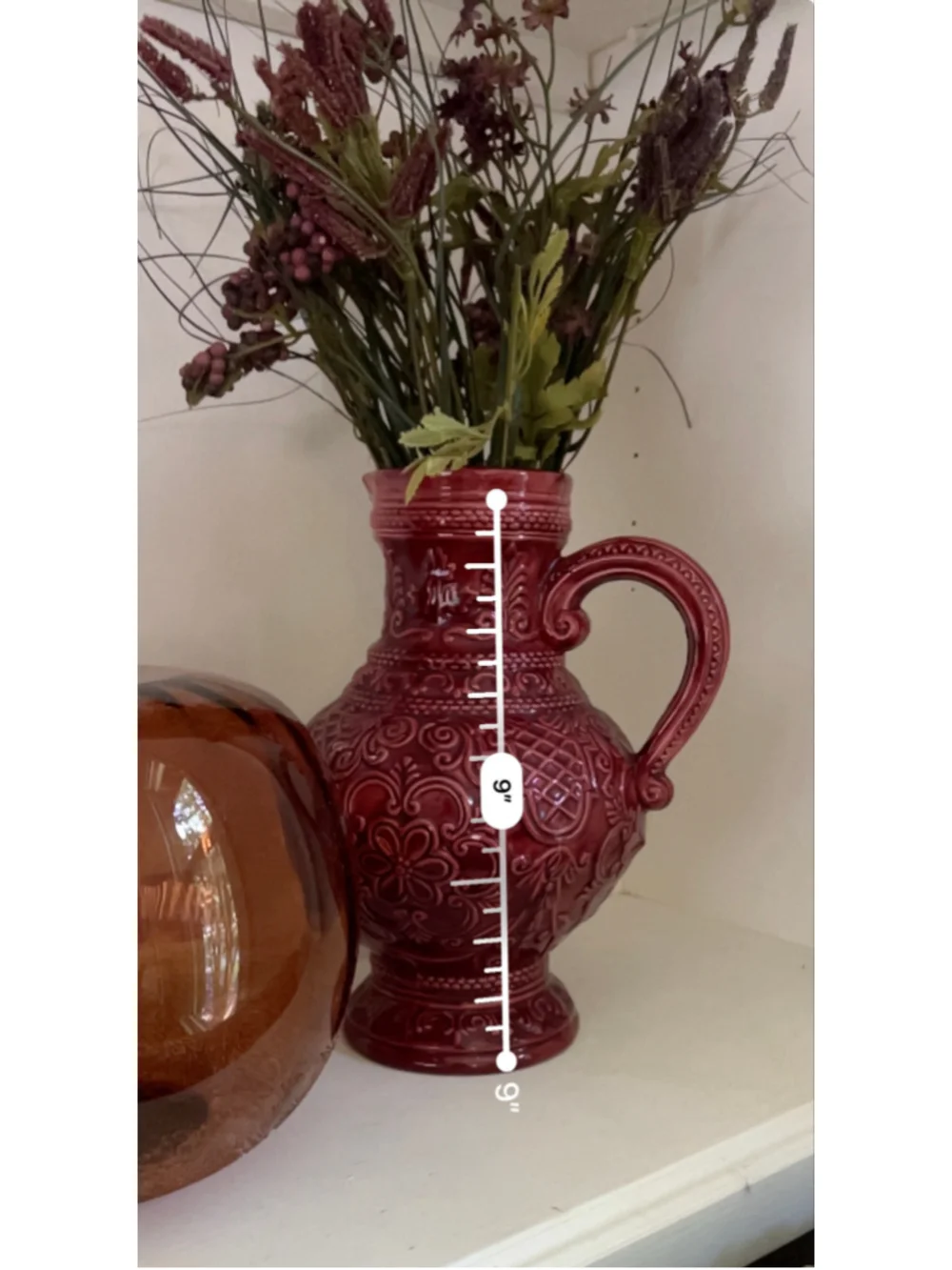 Gorgeous Deep Wine Red Ceramic Pitcher Vase One Size